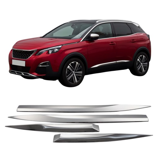 Накладки на боковые двери из нержавеющей стали хром Peugeot 3008 SUV 2016-