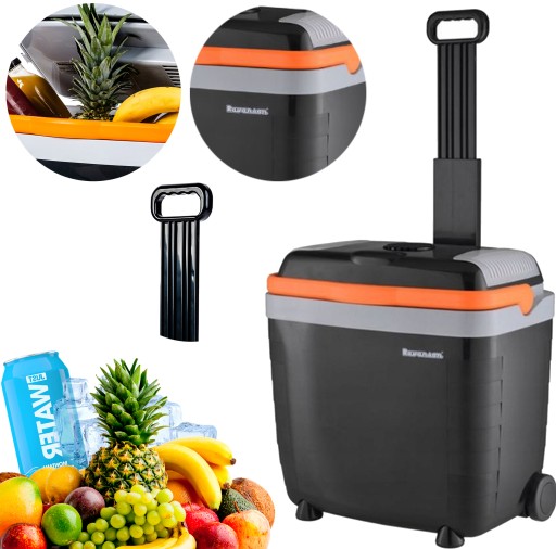 Кемпинговый туристический автомобильный холодильник Ravanson с нагревательными колесами 28л 2в1