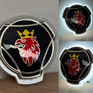 Gryf Griffin Логотип Scania LED 24v для гриль-маски Tuning Orange/White