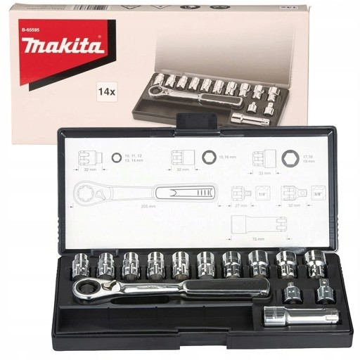MAKITA B-65595 ХРАПОВИК + ГНІЗДИ 14 елементів