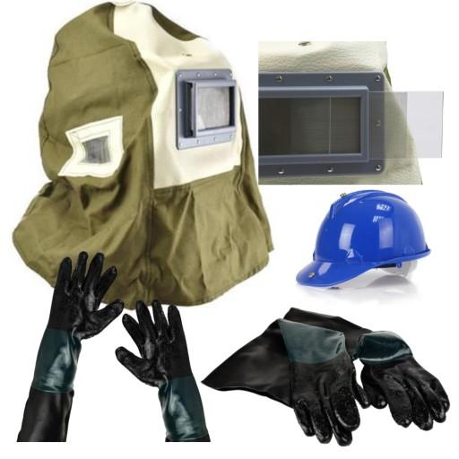 ЗАЩИТНАЯ ПЕСКОСТРОЙНАЯ МАСКА С ПЕСКОСТРОЙНЫМ КАПЮШОНОМ ШЛЕМА + КОМПЛЕКТ ПЕРЧАТОК