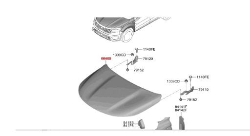 66400P2000 66400R5000 - КРЫШКА КАПОТА ДВИГАТЕЛЯ KIA SORENTO VI MQ4 2020-2023 NEW ORG США