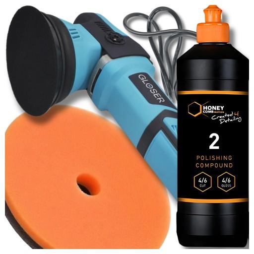 ПОЛИРОВАЛЬНАЯ МАШИНКА ПОЛИРОВАЛЬНАЯ DA 9MM + МЕДОВАЯ паста средняя + ПАД One Step 125мм