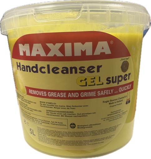ГЕЛЬ МАКСИМА ПРОЧНО И ЭФФЕКТИВНО ОЧИЩАЕТ ГРЯЗНЫЕ РУКИ - 5 ЛИТРОВ