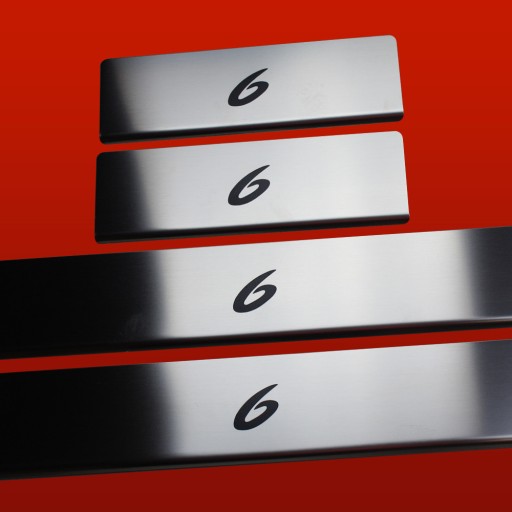 MAZDA 6 MK3 Накладки на пороги из нержавеющей стали 304, черные, надпись матовая