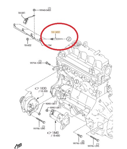 Оригинальная свеча накаливания mazda oe r2aa18601