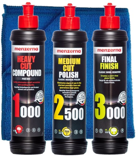 НАБІР ПОЛІРУВАЛЬНОЇ ПАСТИ MENZERNA 1000 2500 3000 ДЛЯ ПОЛІРУВАННЯ АВТОМОБІЛЬНОЇ ФАРБИ