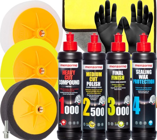 НАБОР ПОЛИРОВАЛЬНОЙ ПАСТЫ MENZERNA + ПОЛИРОВАЛЬНЫЕ ГУБКИ 150 ММ ДЛЯ ПОЛИРОВКИ
