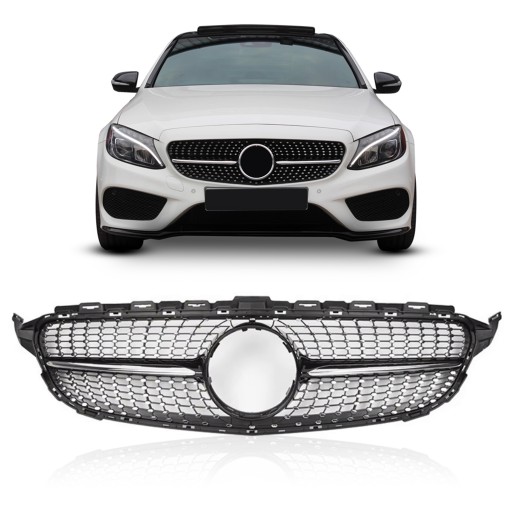 MERCEDES C-CLASS W205 2014-2018 ДО ФЕЙСЛІФТИНГУ DIAMOND BLACK решітка