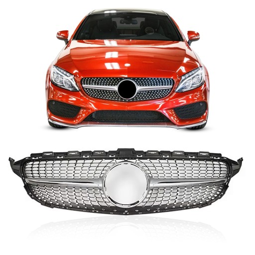 MERCEDES C-CLASS W205 2014-2018 ДО ФЕЙСЛІФТИНГУ DIAMOND SILVER Решітка