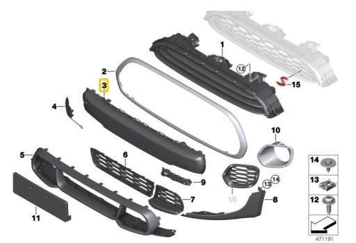 51117337791 51117379434 7337791 7379434 MINI F55 F56 F57 ORYGINAŁ - MINI F55 F56 F57 захисна кришка бампера передня 7337791 7379434 OE