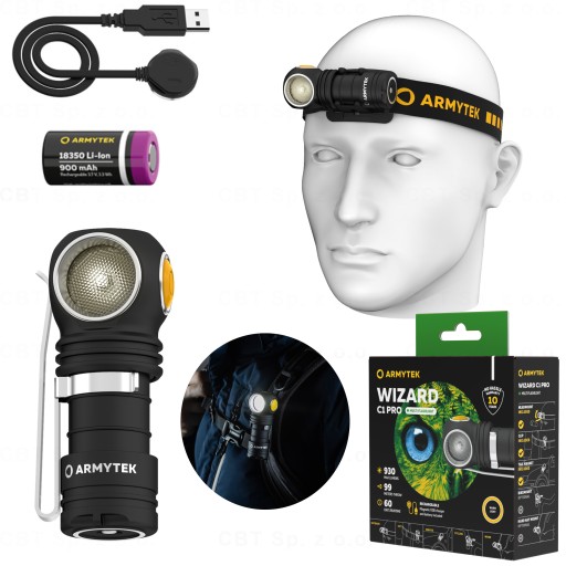 МНОГОФУНКЦИОНАЛЬНАЯ МИНИ-ФАРА WIZARD C1 PRO ТЕПЛЫЙ СВЕТ 930 ЛМ