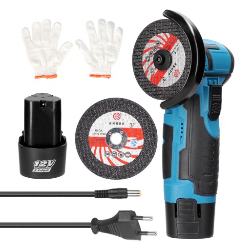 МИНИ-УГЛОВАЯ ШЛИФОВАЛЬНАЯ МАШИНА 12 В, 2 × АККУМУЛЯТОРНЫЕ ДИСКИ