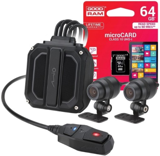 MIO MiVue M820WD Камера для вождения мотоцикла, две камеры + 64 ГБ