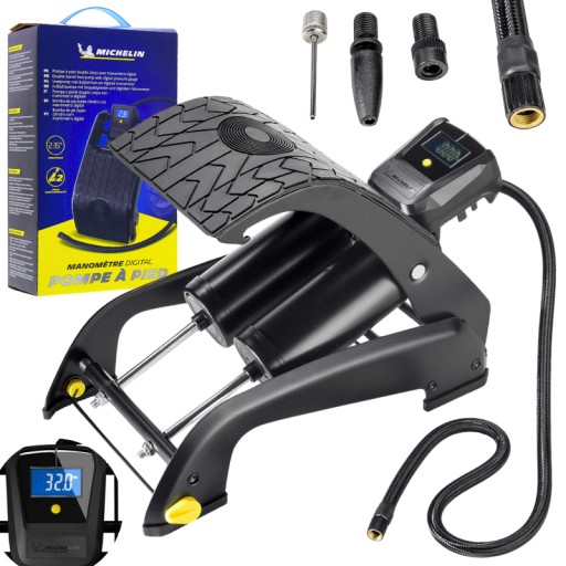 МОЩНЫЙ АВТОМОБИЛЬНЫЙ НОЖНОЙ НАСОС ДЛЯ КОЛЕС MICHELIN, ЦИФРОВОЙ, ДВУХПОРШНЕВЫЙ ВЕЛОСИПЕД