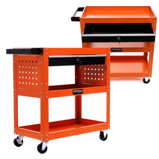 СИЛЬНАЯ ТЕЛЕЖКА ДЛЯ ИНСТРУМЕНТОВ 3 ПОЛКИ МАСТЕРСКАЯ ШКАФ ЯЩИК 4 КОЛЕСА ТОРМОЗ