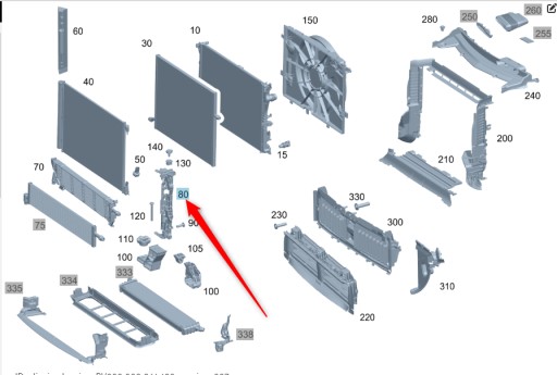 Крепление радиатора рамка MERCEDES E A0995042000