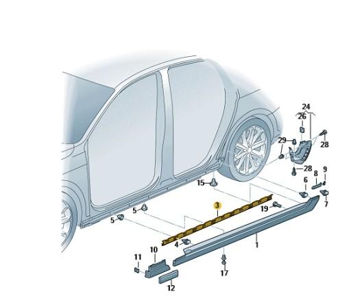 3G0853945C - Кріплення порога VW PASSAT B8 ліве OEM