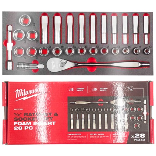 МОДУЛЬ РОЗЕТКИ ТА АКСЕСУАРИ 1/2'' 10-24мм 28шт MILWAUKEE 4932479826