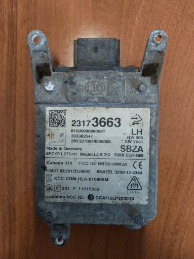 МОДУЛЬ РАДАР МЕРТВАЯ ЗОНА ИЗМЕНЕНИЕ ПОЛОСЫ ДВИЖЕНИЯ INSIGNIA A LIFT 23173663 ЛЕВЫЙ