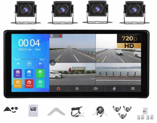 МОНИТОР 10,36 ДЮЙМА, 4Х КАМЕРА, РЕГИСТРАТОР ГРУЗОВИК-КОМБАЙН