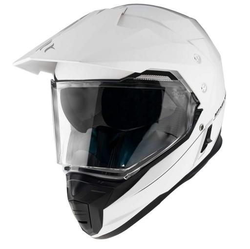 Мотоциклетный шлем для бездорожья MT Synchrony DS SV с козырьком, белый глянцевый L
