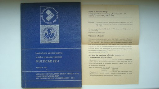 MULTICAR 22-1 Польська інструкція користувача MULTICAR 22-1 інструкція 1971
