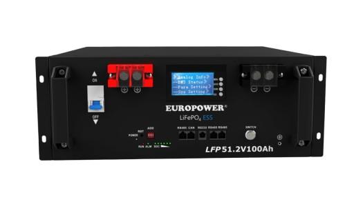 Накопичувач енергії EUROPOWER LiFePO4 51.2V 100Ah 5120Wh LFP51-100 Гарантія 5 років.