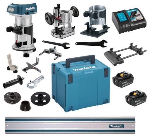 Фреза Makita Aku 18V DC18RC 2x5AH Рейка 1M Адаптер DRT50ZJX2