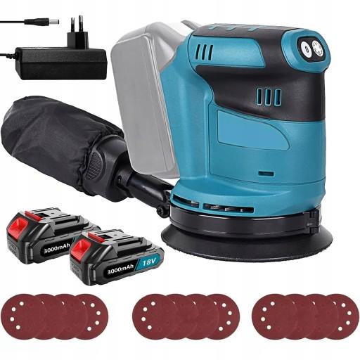 Ексцентрикова шліфувальна машина Makita 18V регулювання 2 x 18V 3.0Ah АКУМУЛЯТОР І ЗАРЯДНИЙ ПРИСТРІЙ