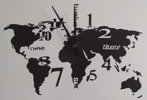 Карта мира наклейка 101 см X 68 см с часами
