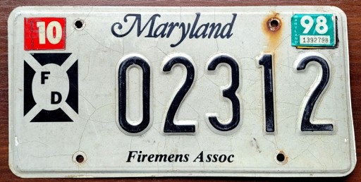 Мэриленд, 1998 год, с пожарной машиной - номерной знак США
