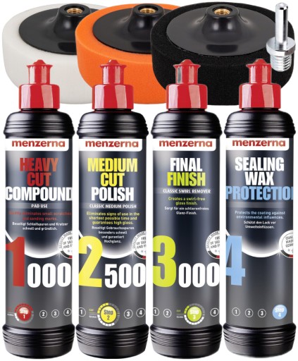 Полірувальний набір Menzerna для полірування автомобільних лакофарбових колодок + пасти