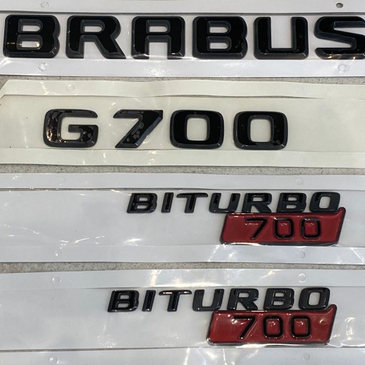 B700S - Мерседес Брабус G700 емблема бейдж напис чорний (комплект 4шт)