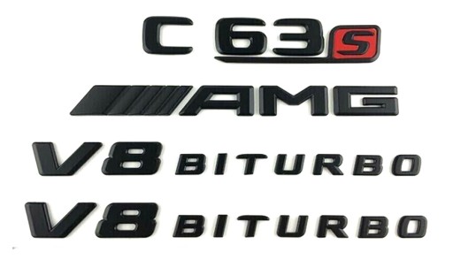 C63S - Mercedes C 63 S V8 BITURBO Емблема значок напис чорний