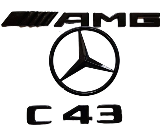 Mercedes C43 AMG емблеми зірки чорні значки