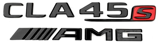 Мерседес CLA 45 S AMG емблема, значок, логотип, напис, чорний