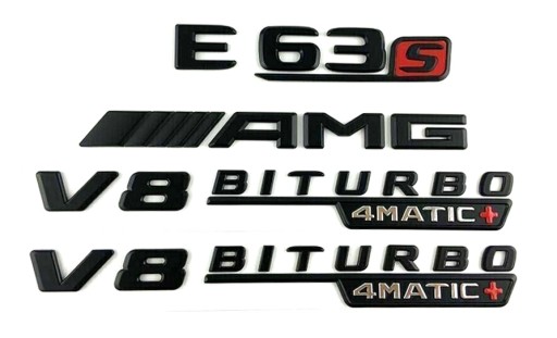 E63S - Mercedes E 63 S AMG V8 BITURBO 4 MATIC+ емблема, значок, чорний напис