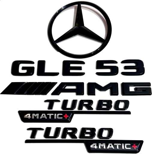 Mercedes GLE 53 AMG Turbo 4Matic+ емблема, значок, лого, напис, чорний