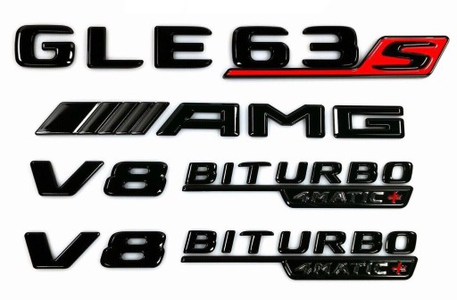 GLE63S - Mercedes GLE 63 S AMG V8 Biturbo 4 Matic + емблема, значок, чорний напис