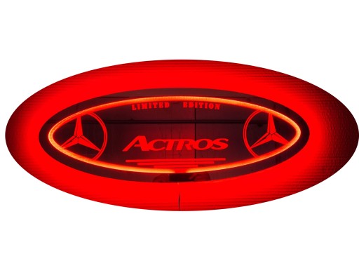 Дзеркало Mercedes LED, логотип на задній стінці, над ліжком MB02-RED