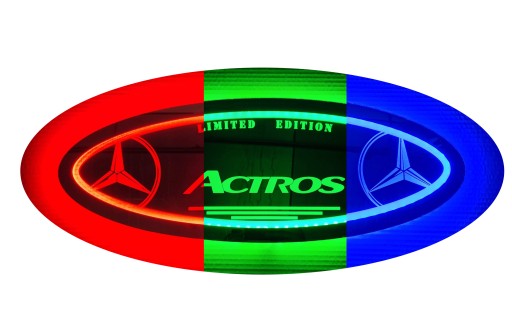 Дзеркало Mercedes LED, логотип на задній стінці, над ліжком MB02-RGB