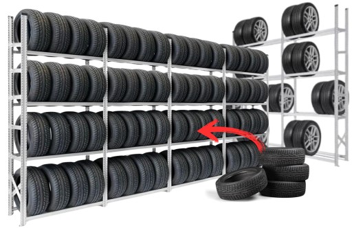 Металлический стеллаж для шин, дисков, полка, 64 шт до 235мм ДЛЯ МАСТЕРСКОЙ SOLID.