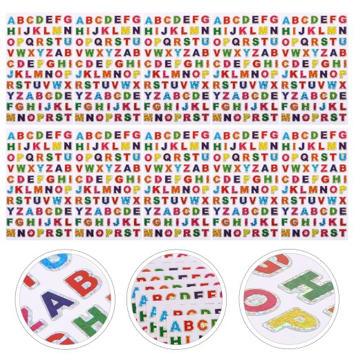 Мини-наклейки с лазерными блестками и буквами