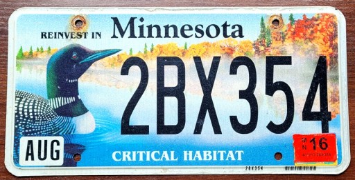 Миннесота 2016 - номерной знак США