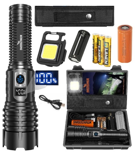 Потужний світлодіодний ліхтарик 20000 Lm ZOOM Tactical Military Powerbank LCD подарунок