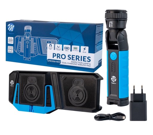 Потужний ліхтарик, лампа для майстерні акумуляторна LED USB, ІНДУКЦІЯ + док-станція