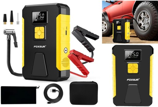 Сильний пусковий пристрій BOOSTER Starting PowerBank Compressor 12V 26800 mAh 800 A