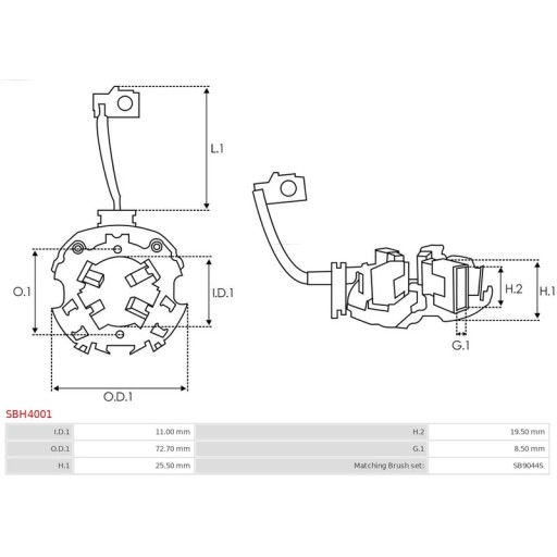 SBH4001 - Крепление, угольные щетки AS-RU SBH4001