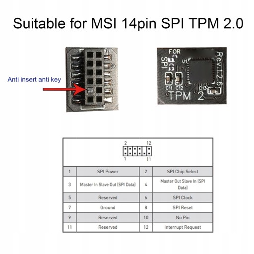 Модуль TPM 2.0 для MSI 12Pin SPI TPM2.0 Secure